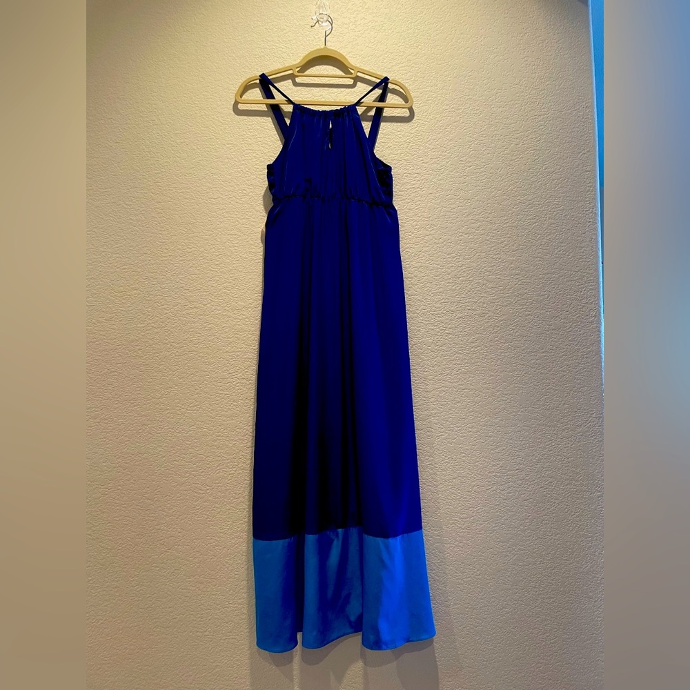 Long dark blue women’s dress